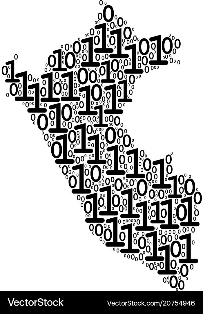 Peru map collage of binary digits Vector Image