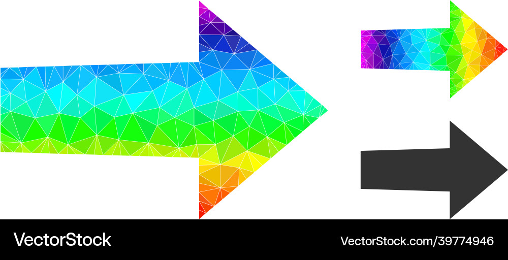Polygonal arrow right icon with spectrum Polygonal arrow right icon with spectrum Vector Image