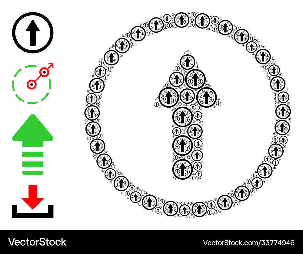 Rounded arrow up recursion mosaic self items Vector Image