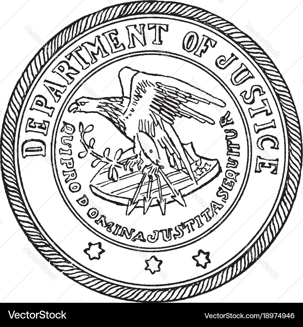 Seal of the department justice Royalty Free Vector Image