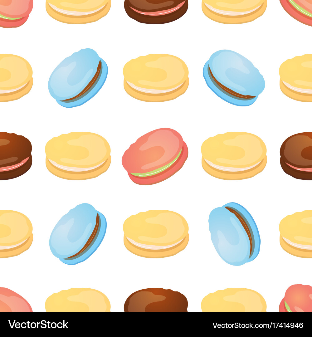 Seamless pattern with colorful macaroon on white vector image