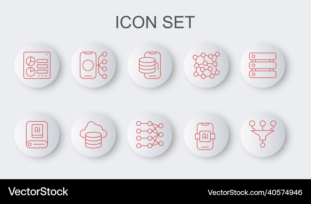Set line funnel or filter artificial intelligence vector image