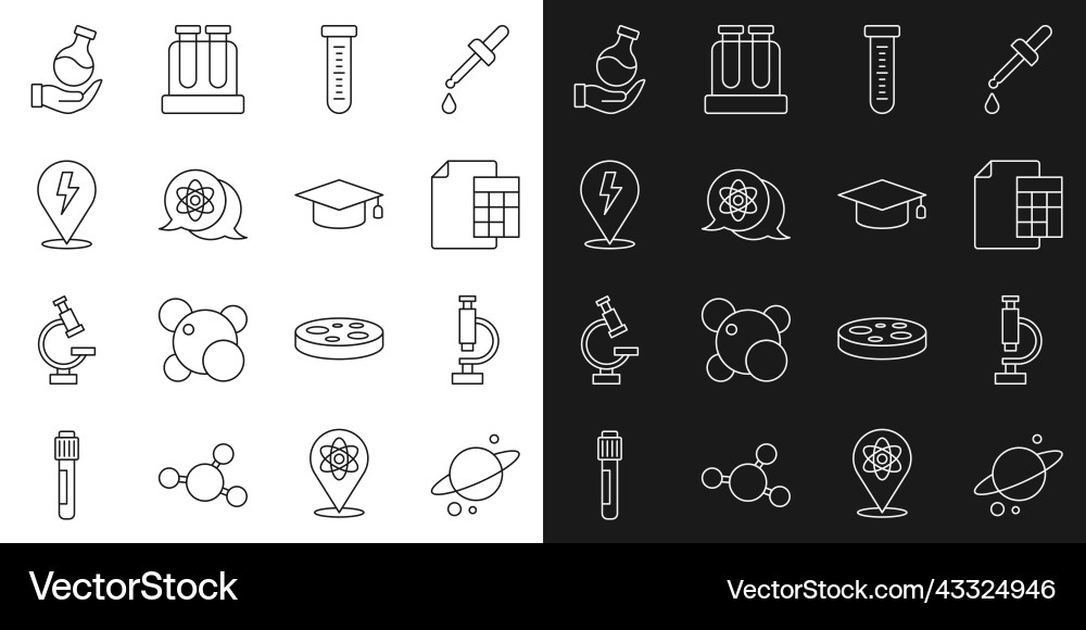 Set line planet saturn microscope calculator Set line planet saturn microscope calculator vector image