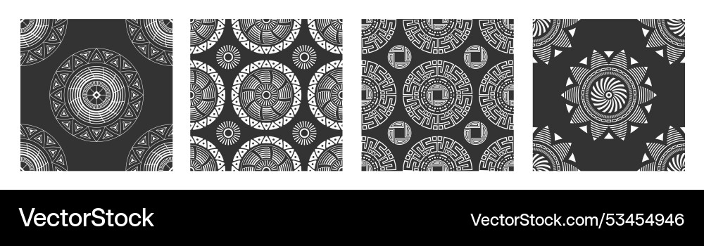 Set of four abstract seamless pattern with round Set of four abstract seamless pattern with round vector image