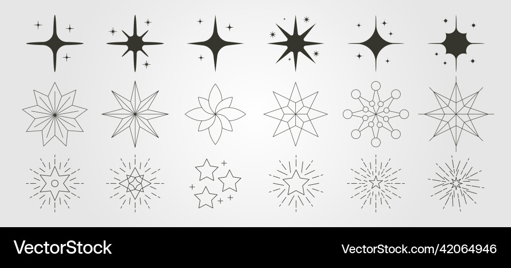 Set of stars symbol design abstract line Set of stars symbol design abstract line vector image