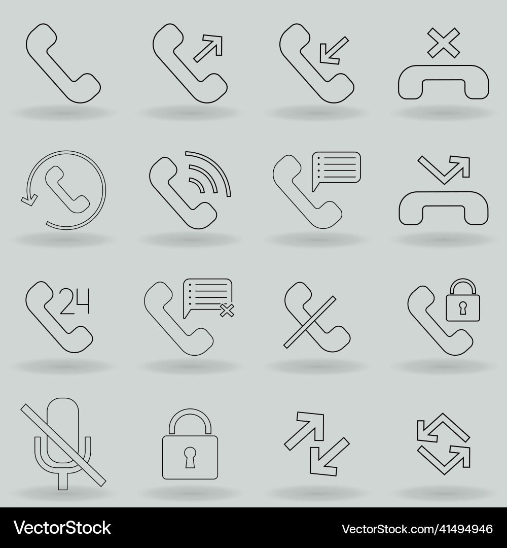 Simple set of phone related line icons contains Vector Image