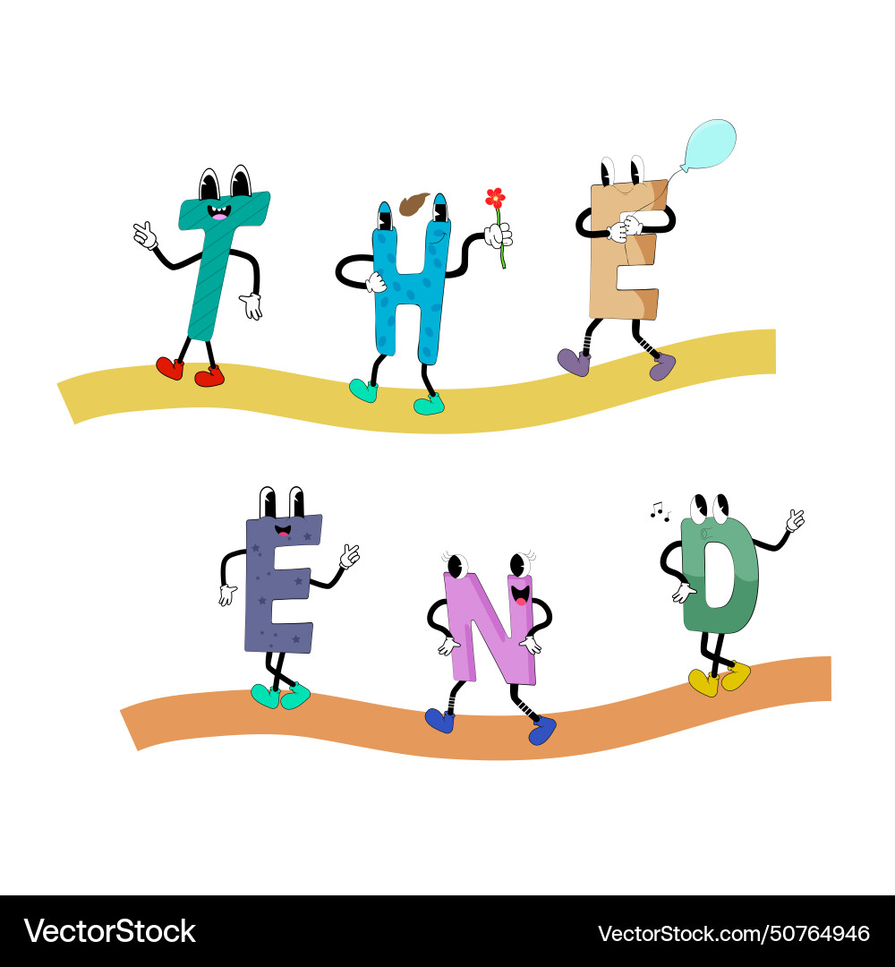 Slogan from the letters of groovy characters vector image