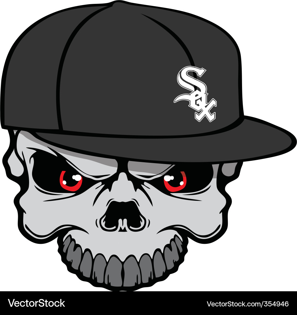White Sox Baseball Skull Vector Image