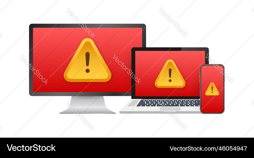Alert message laptop notification danger error vector image