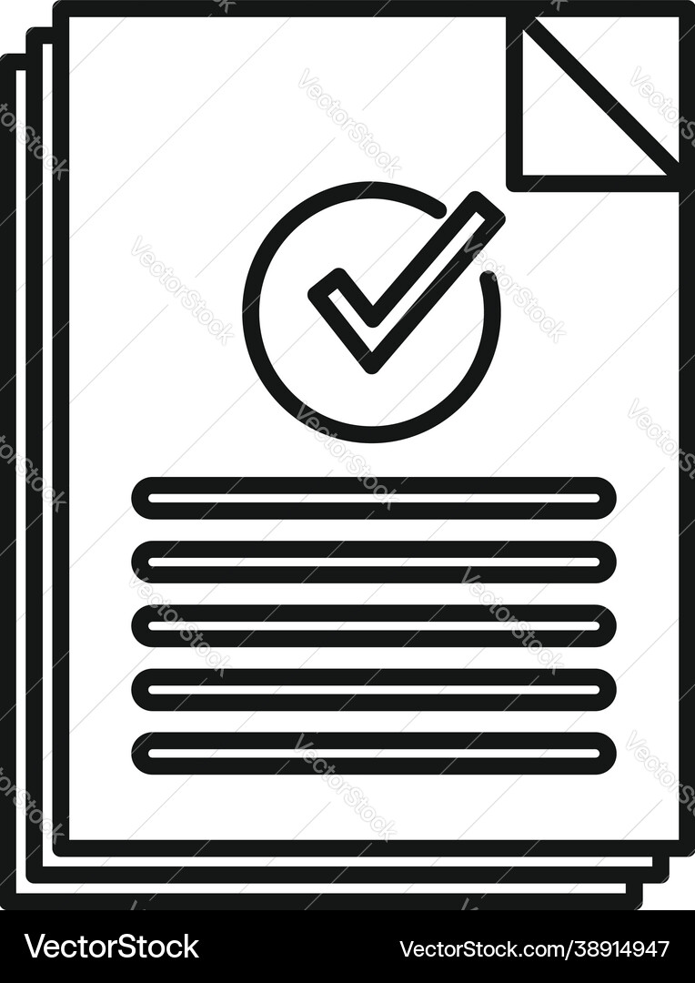 Approved document icon outline certificate Vector Image