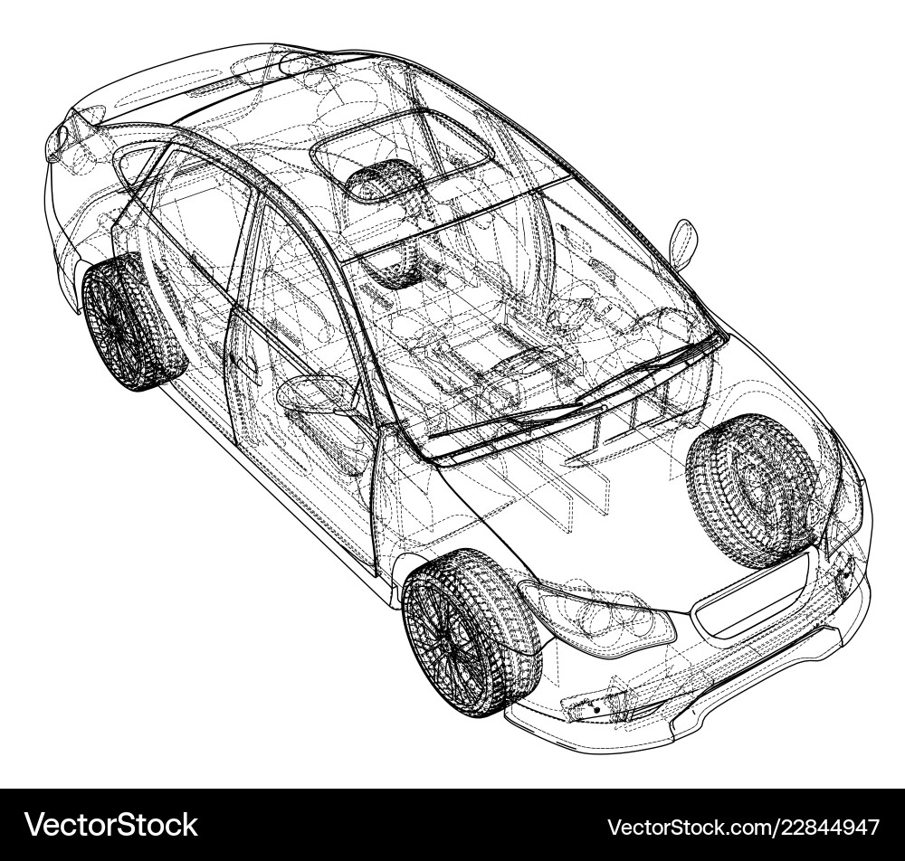 Concept car rendering of 3d vector image