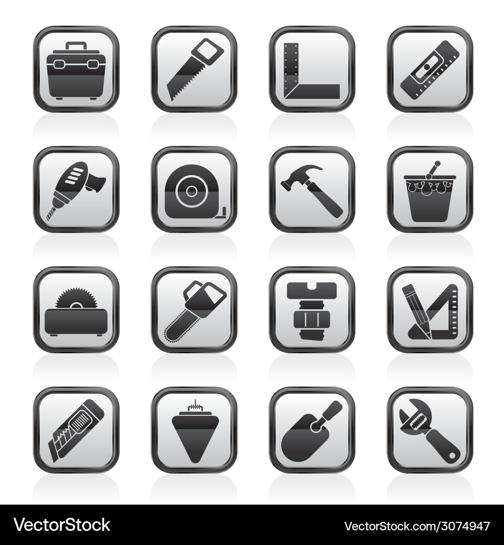 Construction objects and tools icons vector image