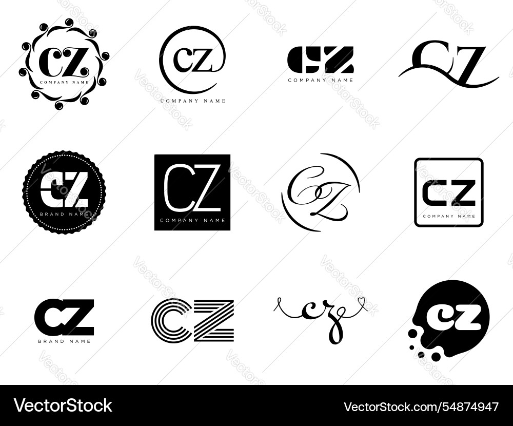 Cz logo company template letter c and z logotype Vector Image