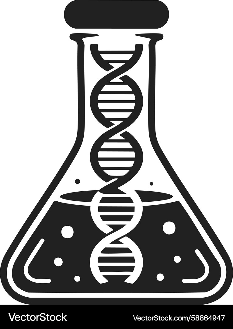 Dna test flask genetic analysis container Dna test flask genetic analysis container Vector Image