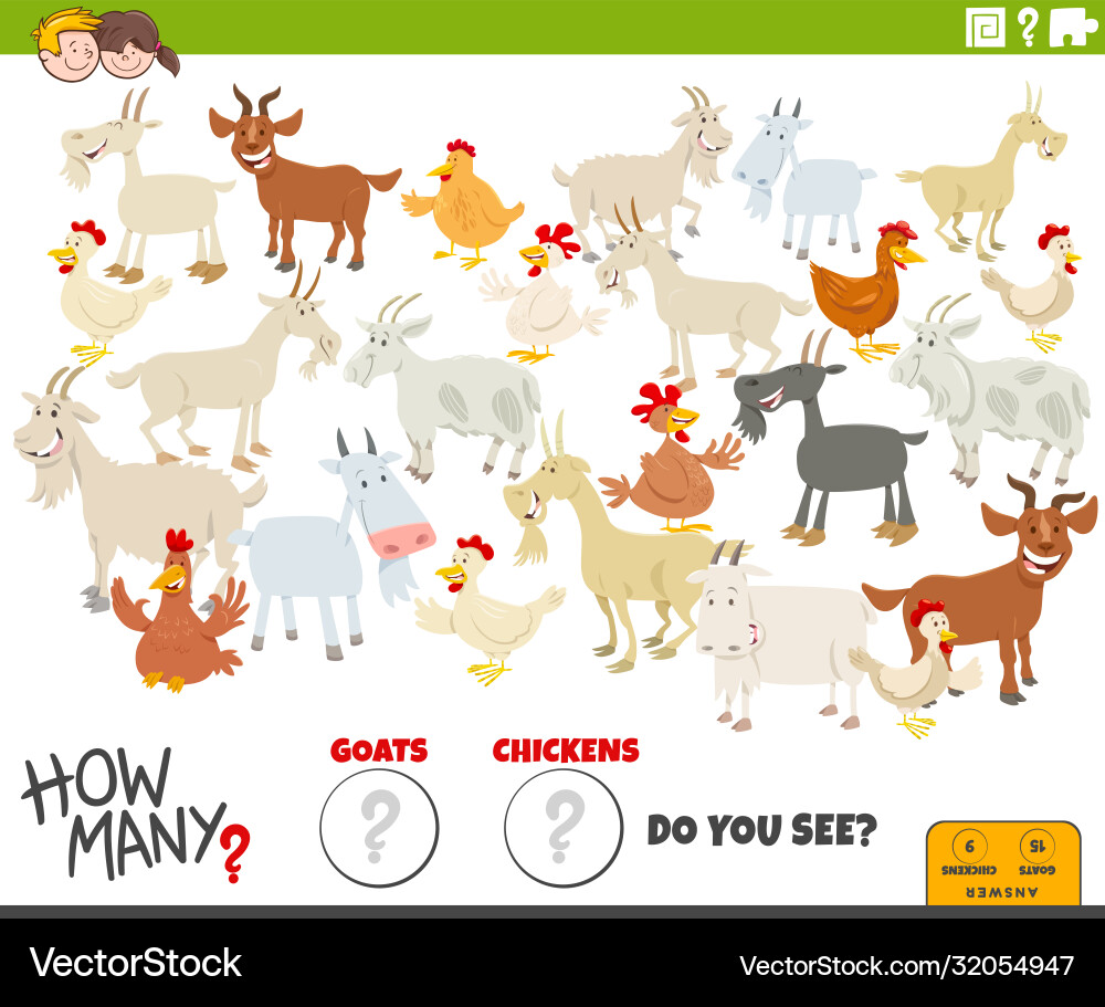 How many goats and chickens educational task vector image