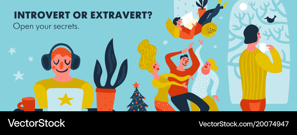 Introvert vs. Extravert vector image