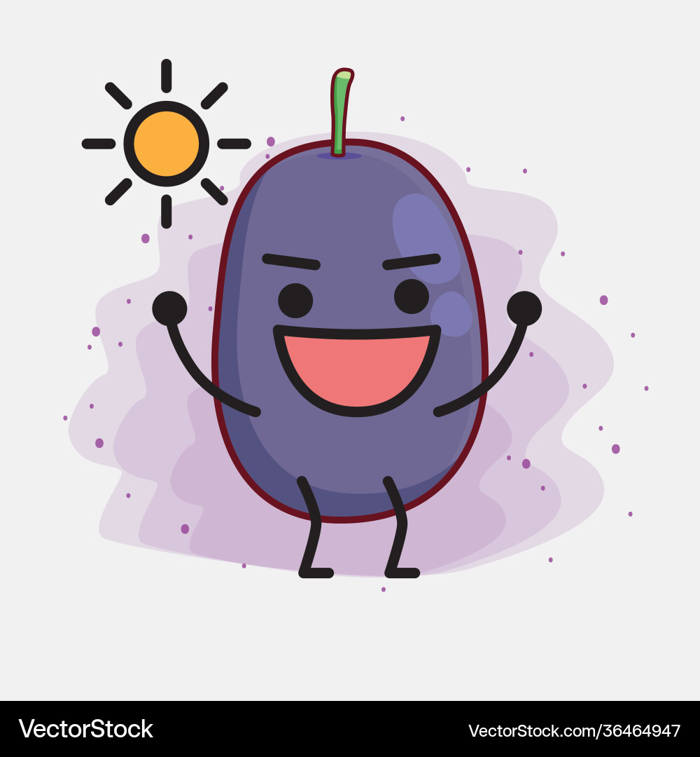 Java plum fruit cute character with simple face vector image