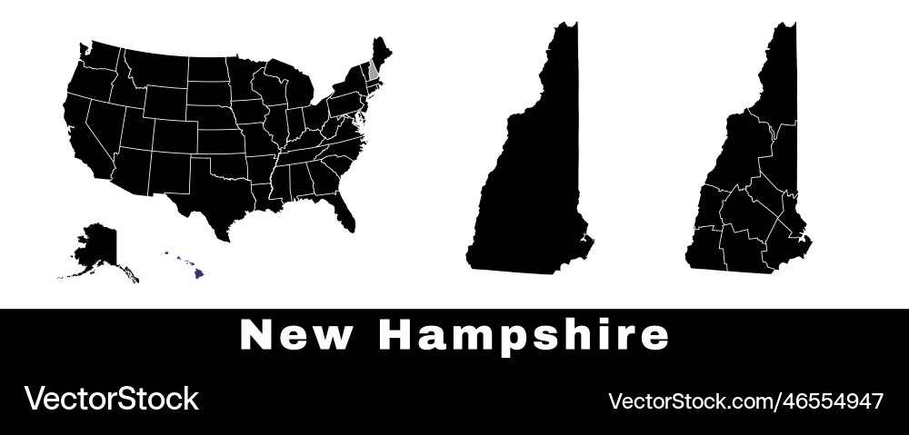 New hampshire state map usa set New hampshire state map usa set vector image