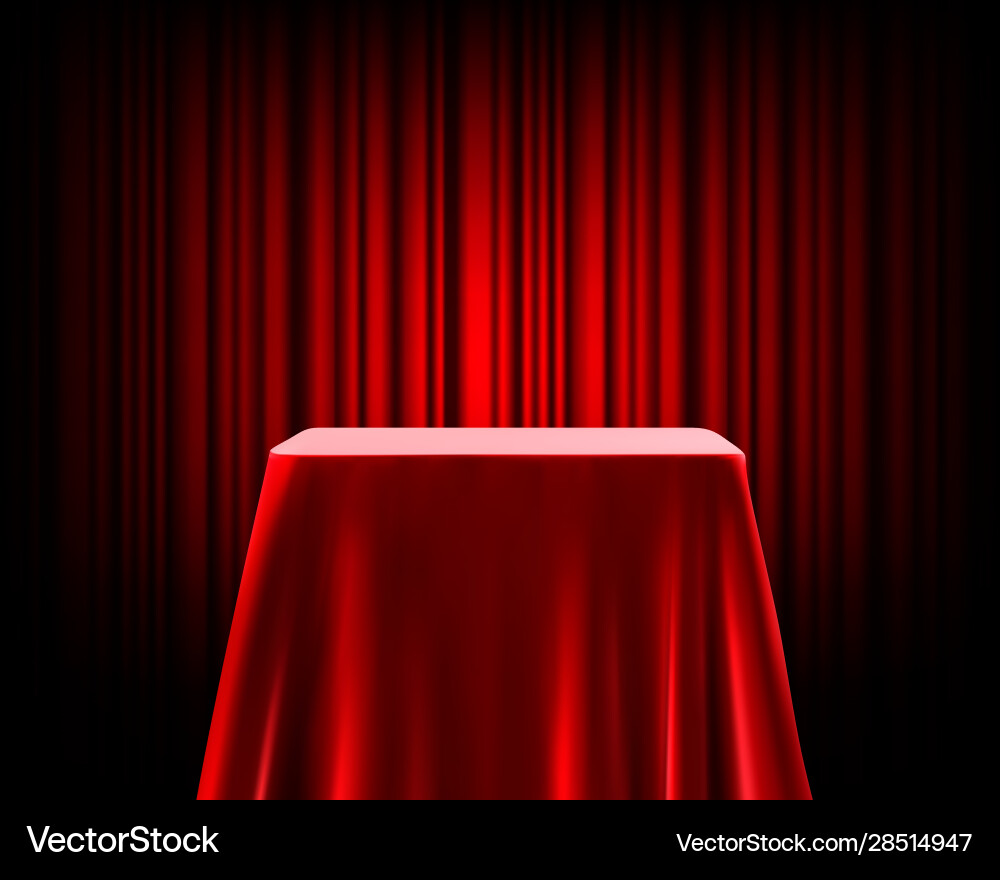 Red background with a pedestal Vector Image