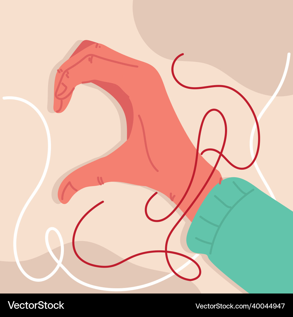 Red string in hand vector image