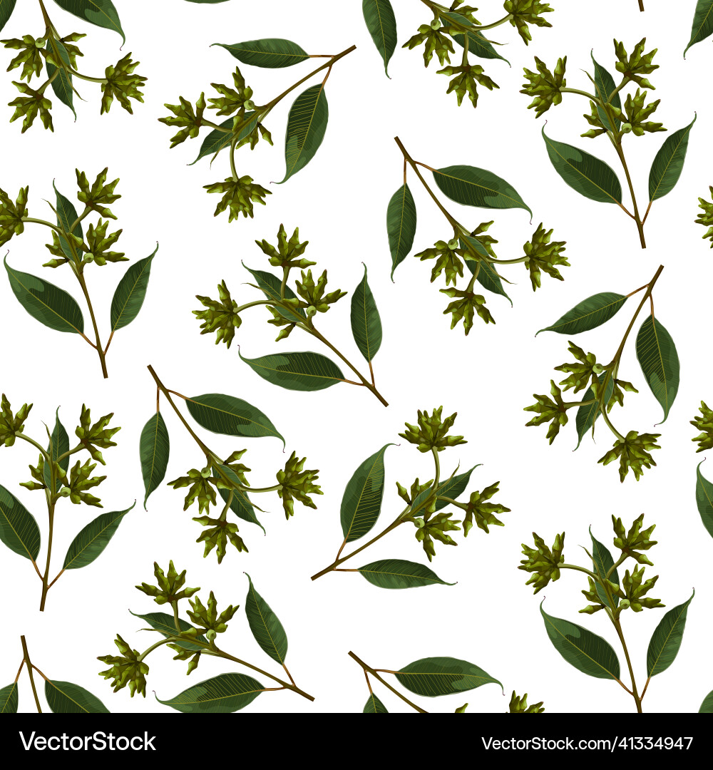 Seamless pattern with branches of eucalyptus Seamless pattern with branches of eucalyptus vector image