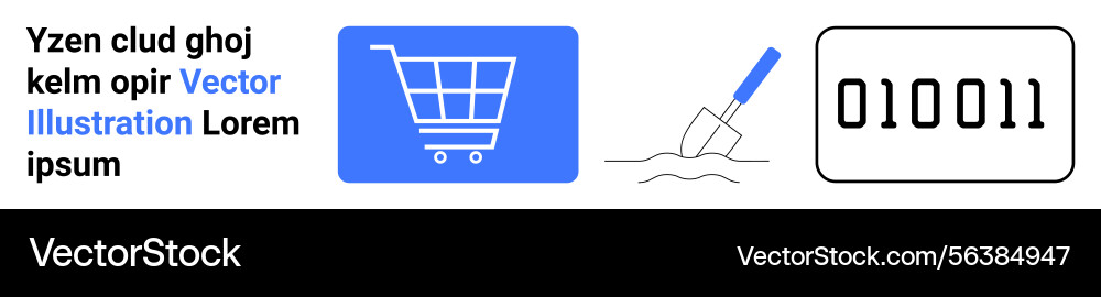 Shopping cart icon digital binary code Shopping cart icon digital binary code Vector Image