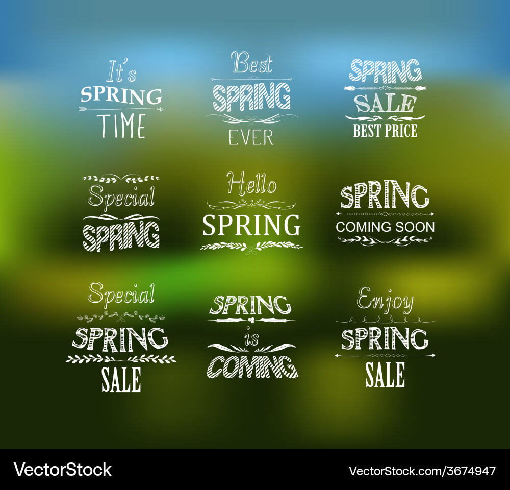 Spring typographic design set vector image