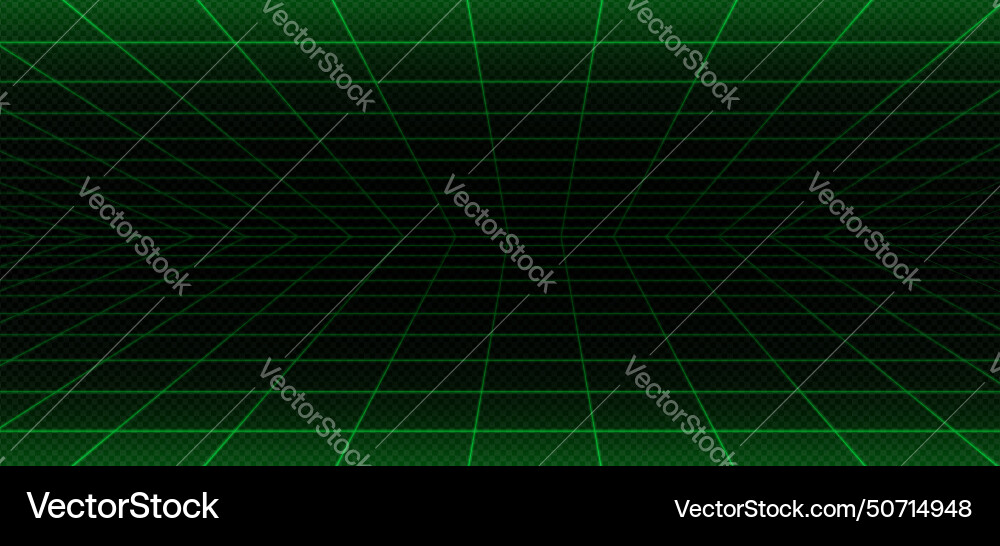 3d green matrix line wire grid space background vector image