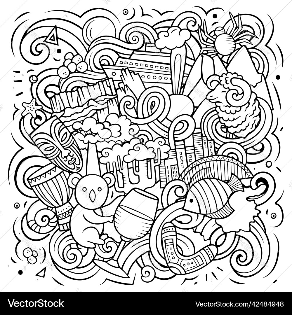 Australia cartoon doodle Australia cartoon doodle Vector Image