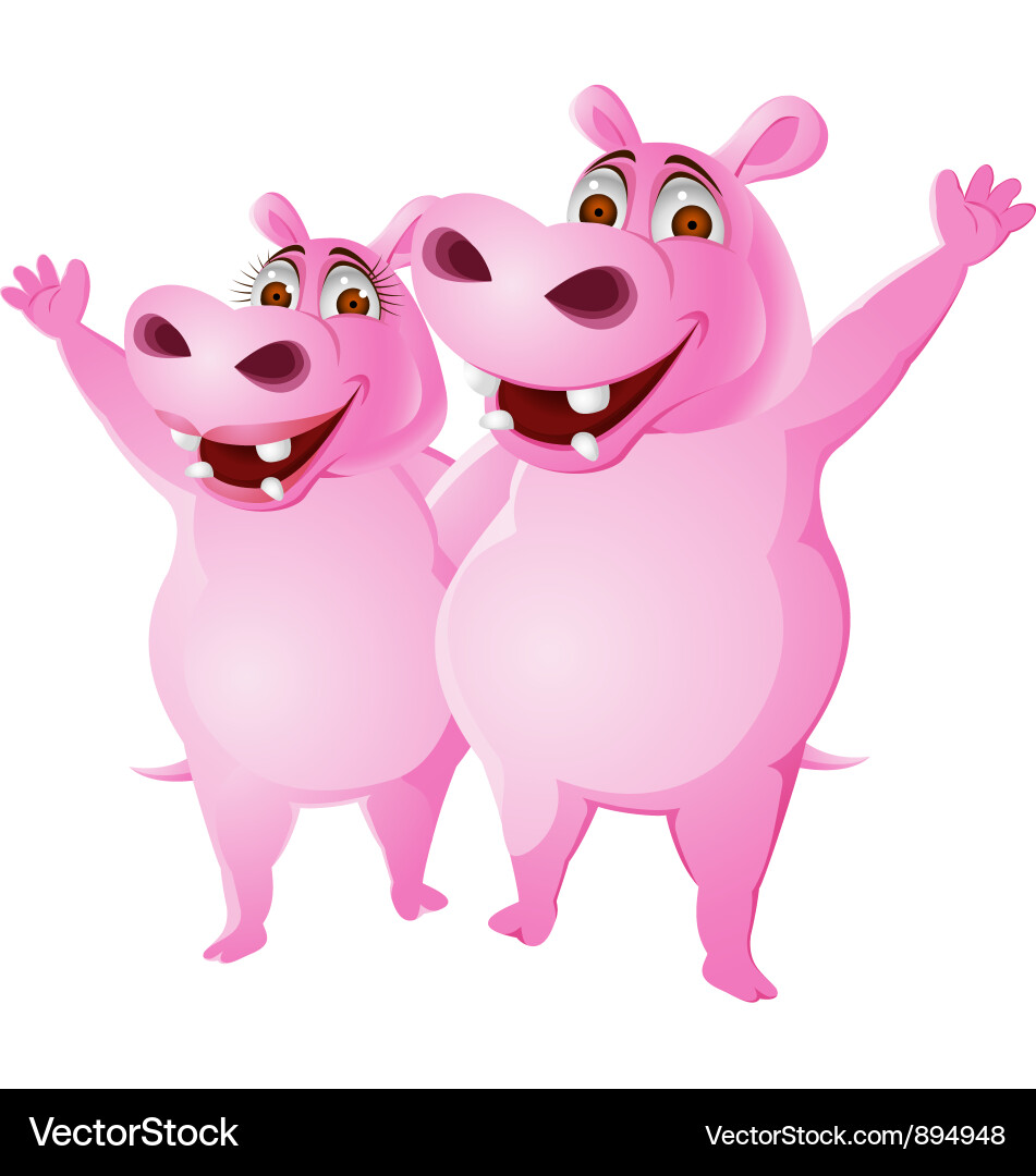 Cheerful Hippo Couple Vector Image