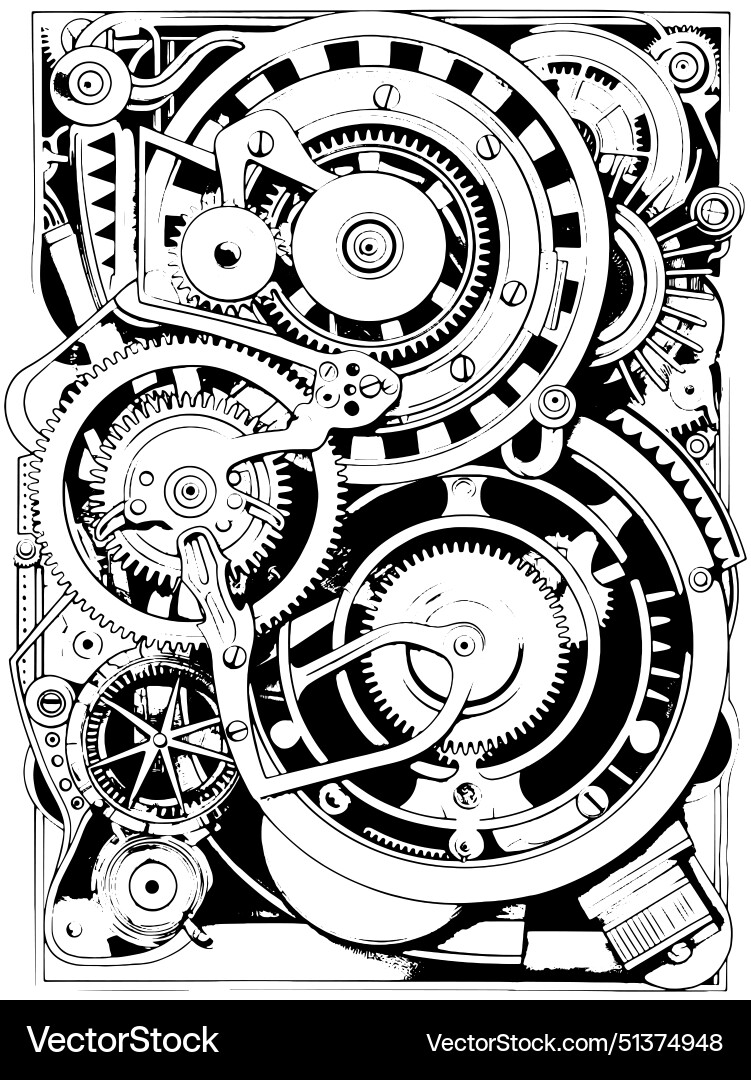 Complex mechanism in a cube sketch board Complex mechanism in a cube sketch board vector image