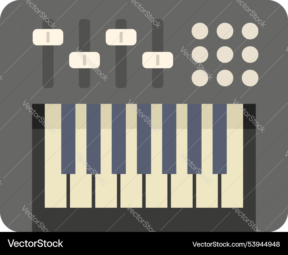 Digital synthesizer showing keys and control knobs Digital synthesizer showing keys and control knobs vector image