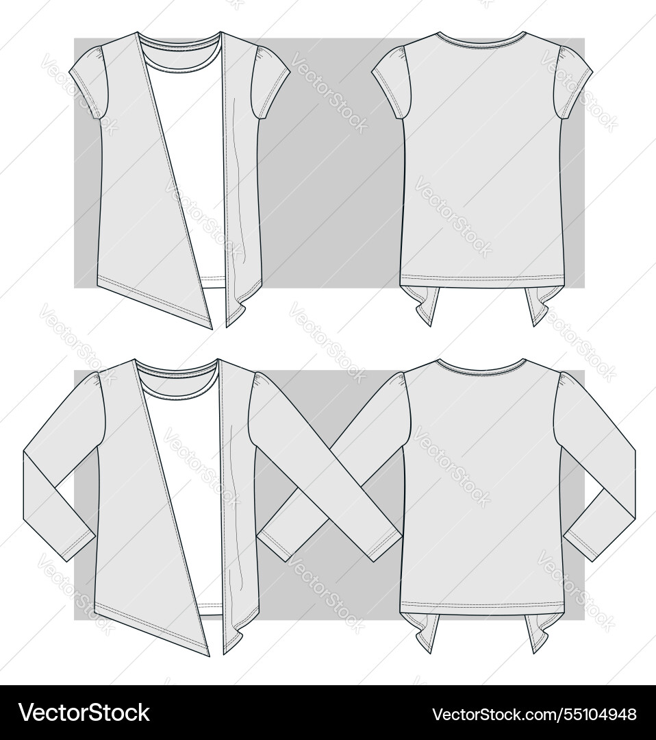 Double layer t-shirts collection basic set Double layer t-shirts collection basic set vector image
