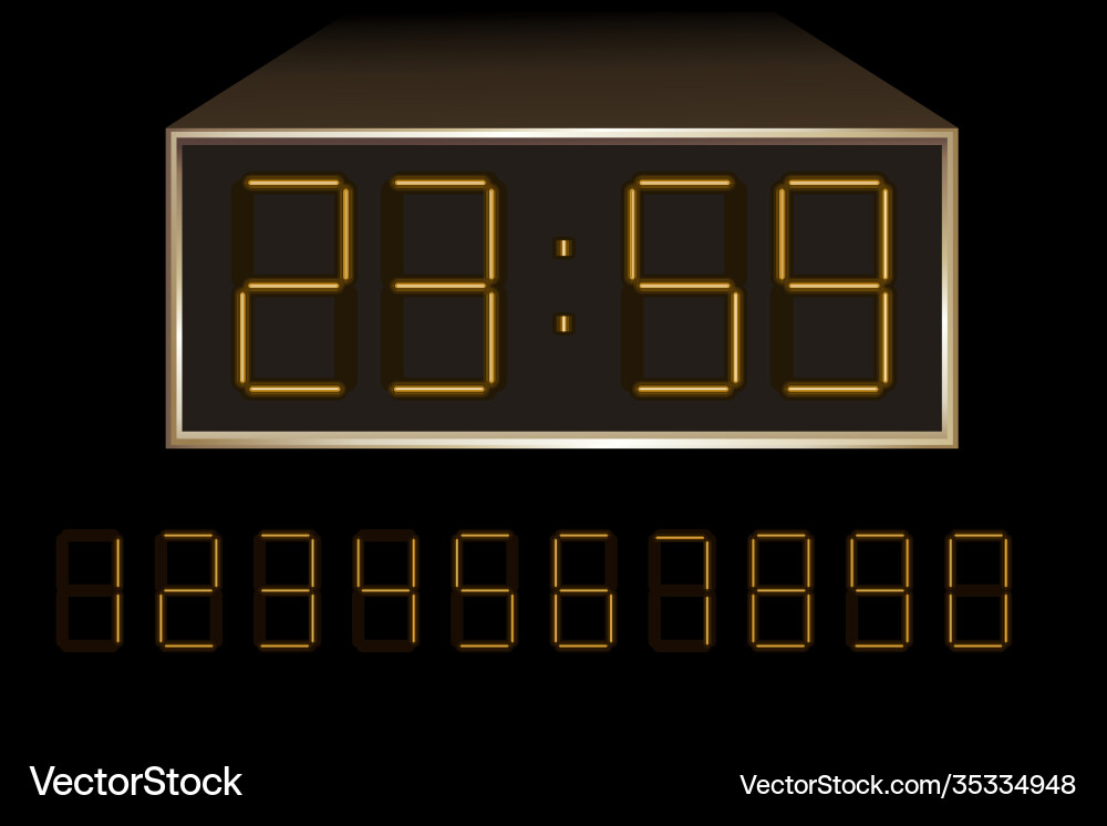 Electronic alarm clock with luminous numbers set vector image