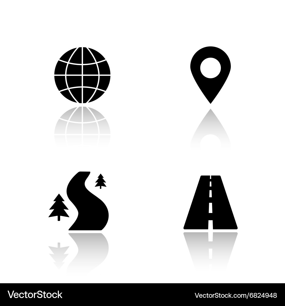 Gps map navigation drop shadow icons set Vector Image