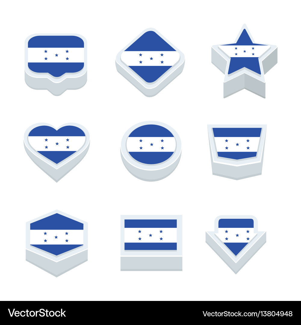 Honduras flags icons and button set nine styles Vector Image