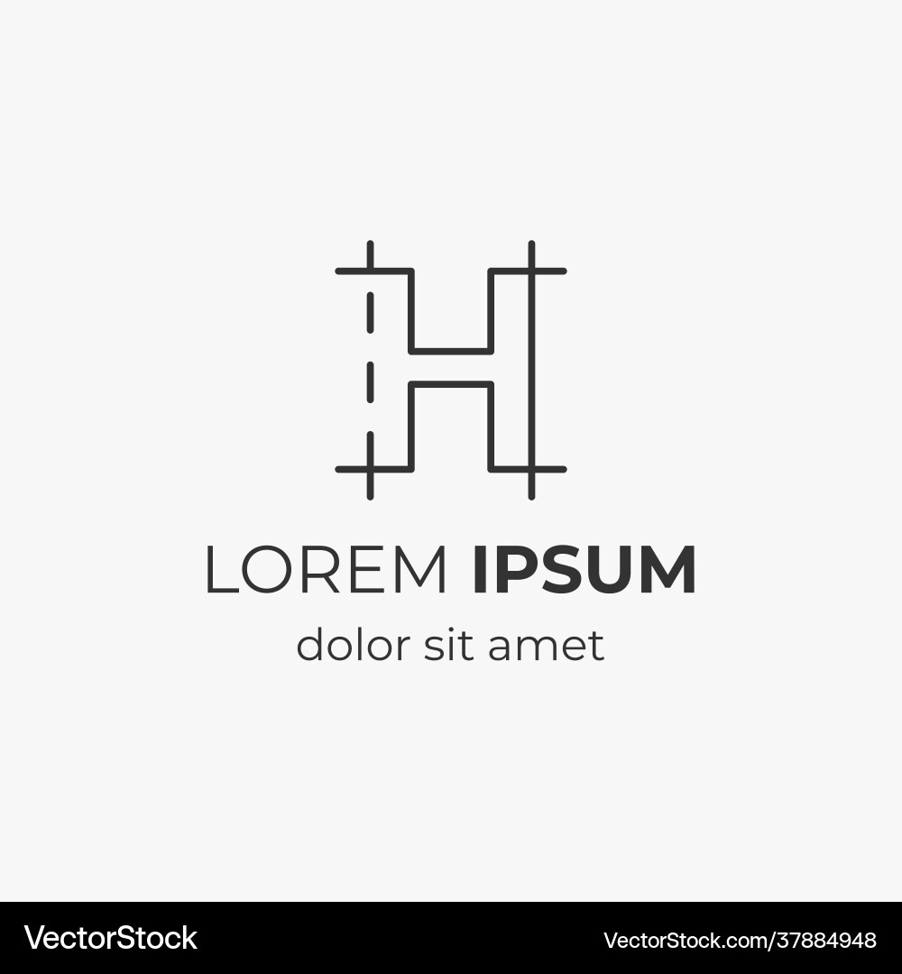 Initial letter h with architecture element Initial letter h with architecture element Vector Image