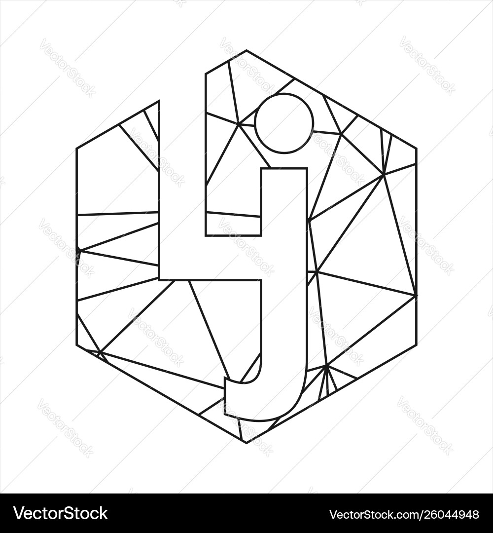 Lj geometric triangle block chain font Lj geometric triangle block chain font vector image