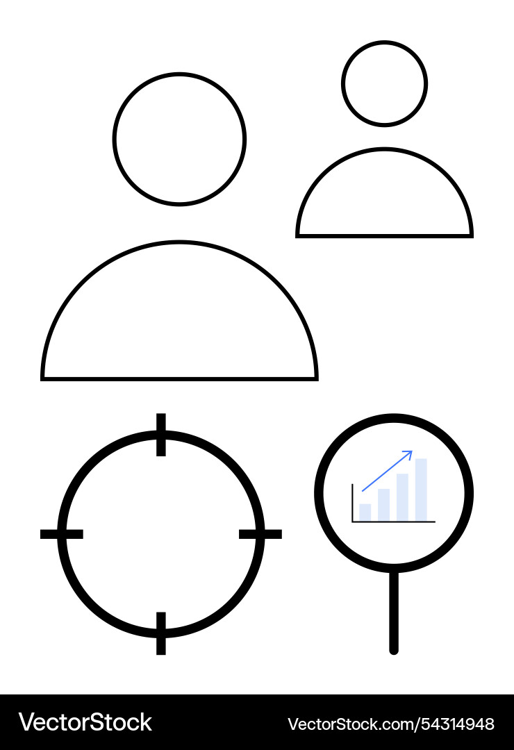 Minimalist design featuring user profiles target Minimalist design featuring user profiles target vector image