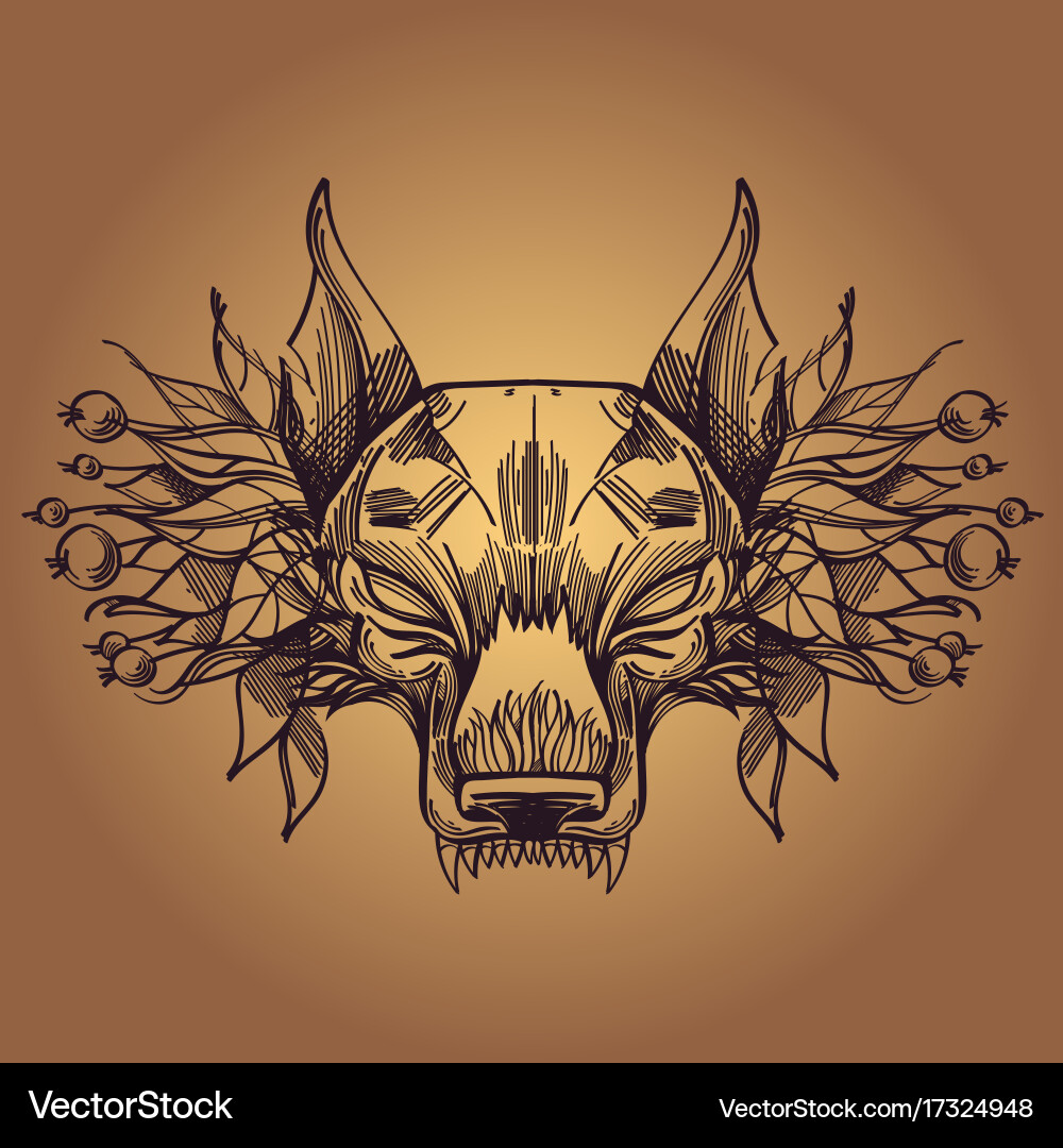 Muzzle of a wolf is an for creating sketches vector image