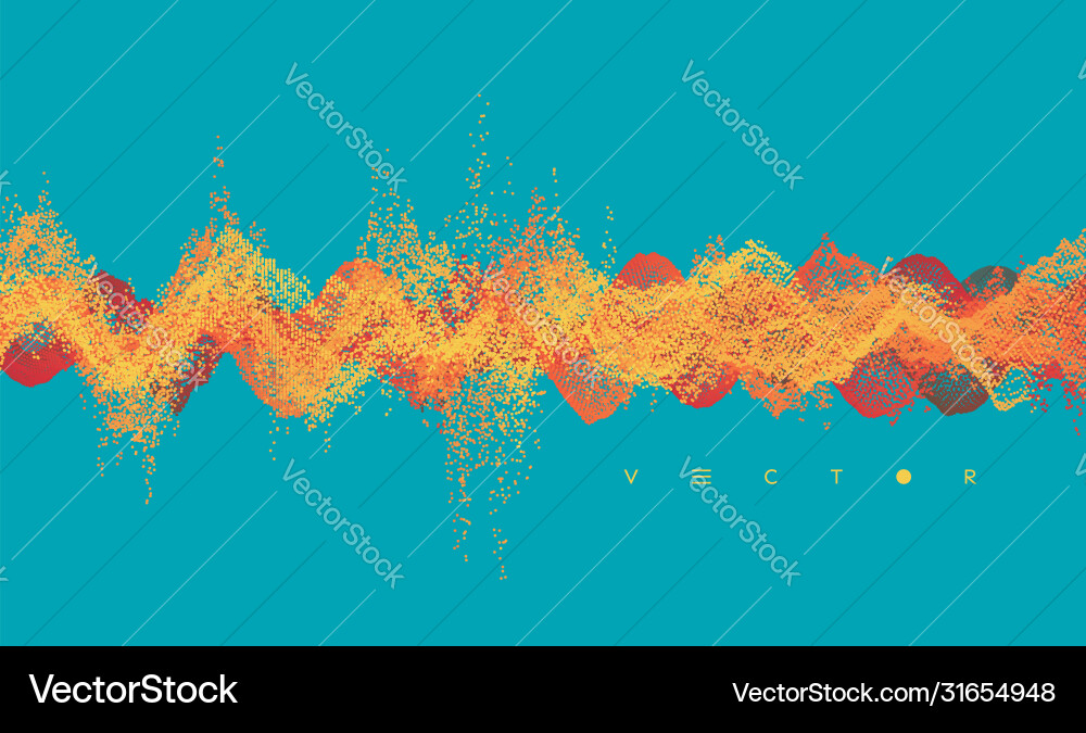 Sound waves dynamic effect with particle 3d grid Vector Image
