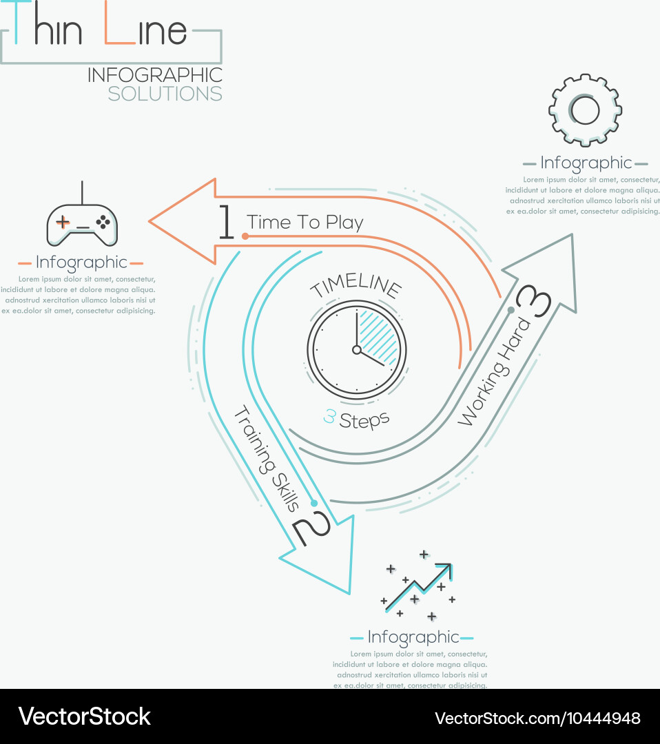 Thin line minimal arrow business cycle template vector image