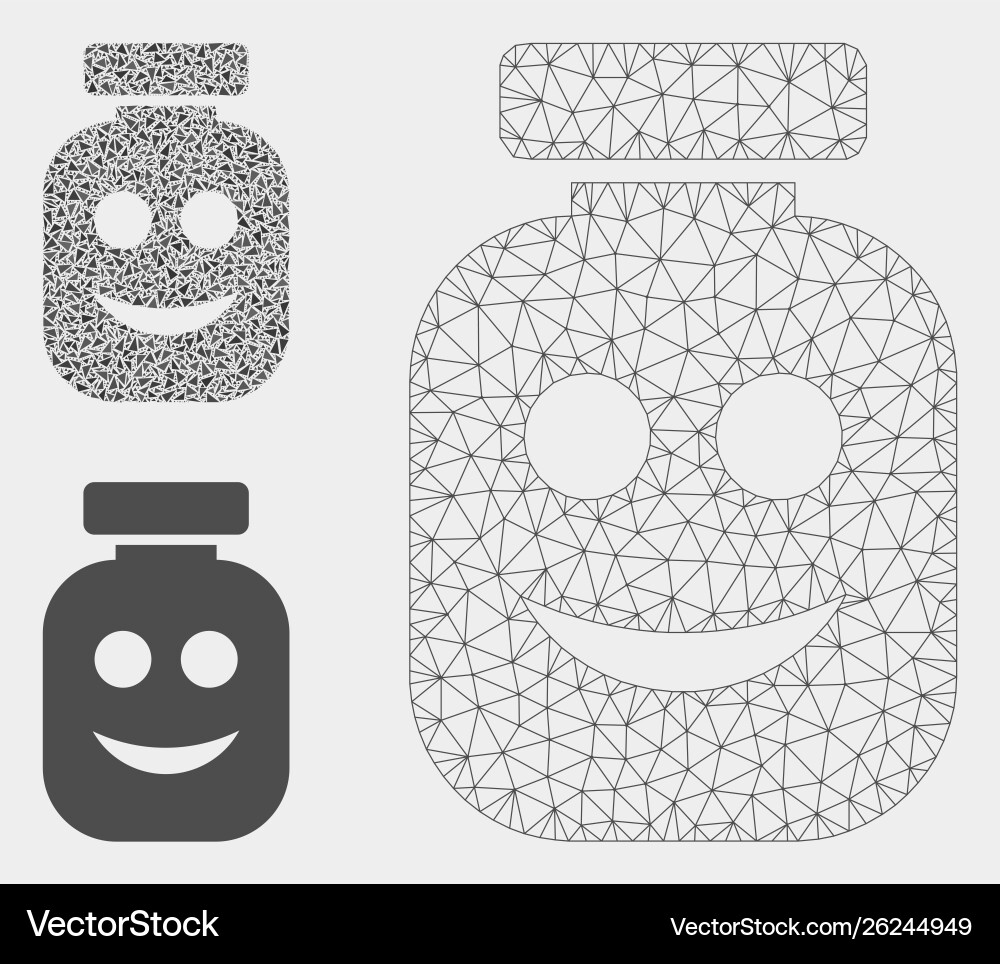 Happy vial mesh network model and triangle Happy vial mesh network model and triangle vector image