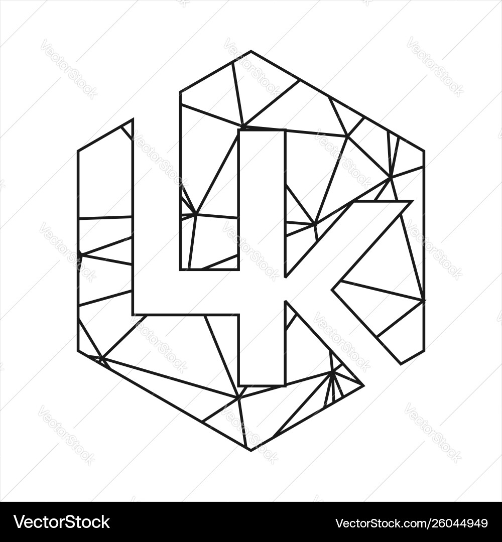 Lk geometric triangle block chain font Lk geometric triangle block chain font vector image