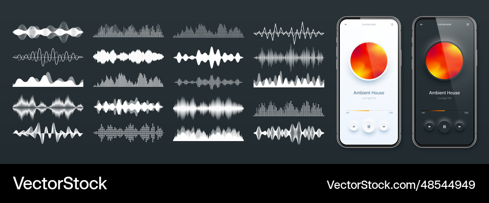 Online audio player user interface smartphone app Online audio player user interface smartphone app vector image
