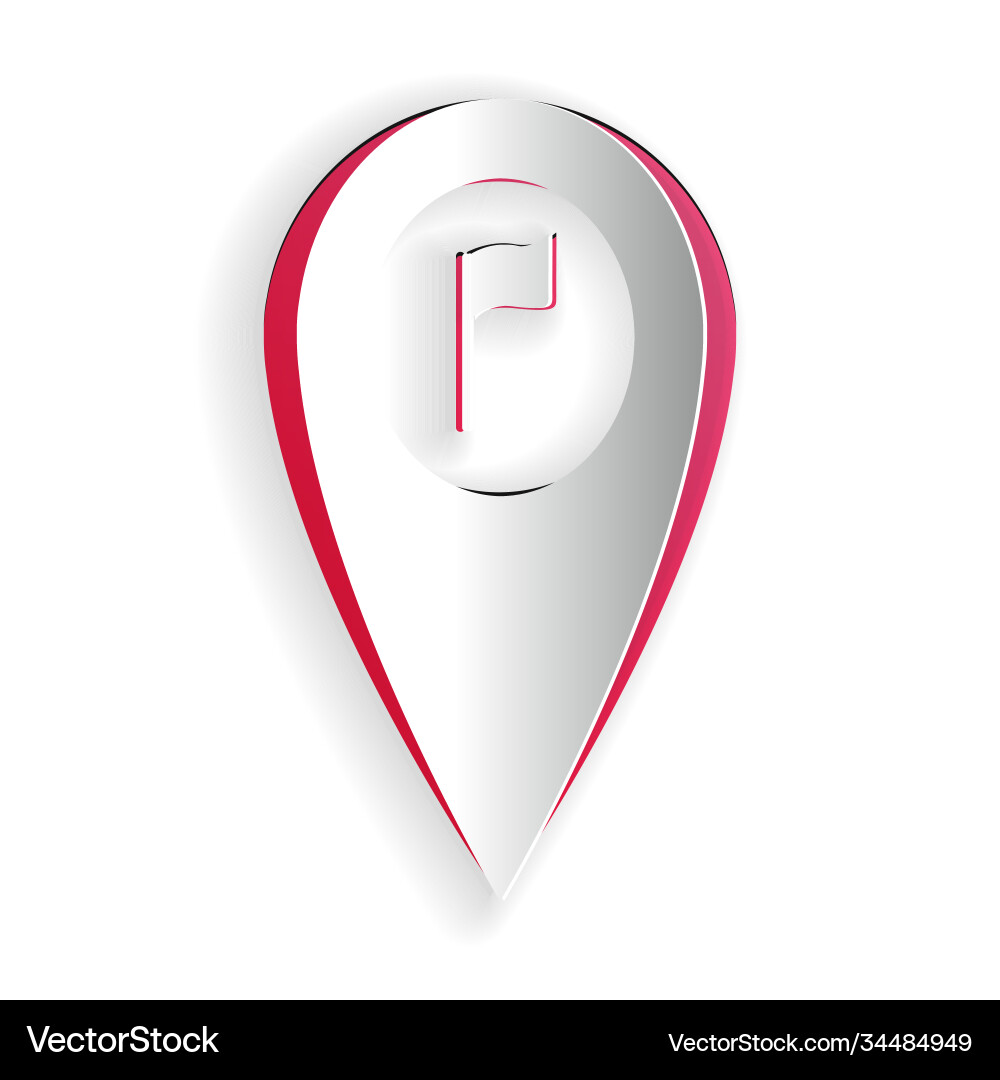 Paper cut map pointer with golf flag icon isolated Paper cut map pointer with golf flag icon isolated vector image