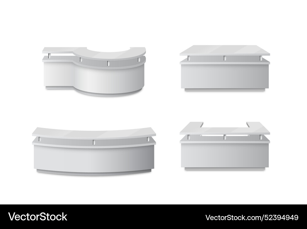Realistic reception counter tables isolated Vector Image
