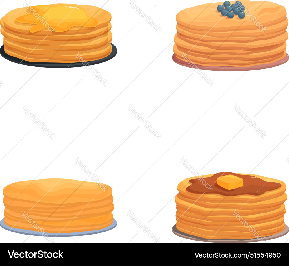 Assorted stack of pancakes set Vector Image