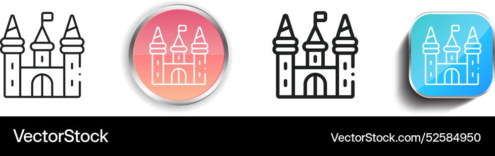 Castle icon thin linear regular and button style vector image