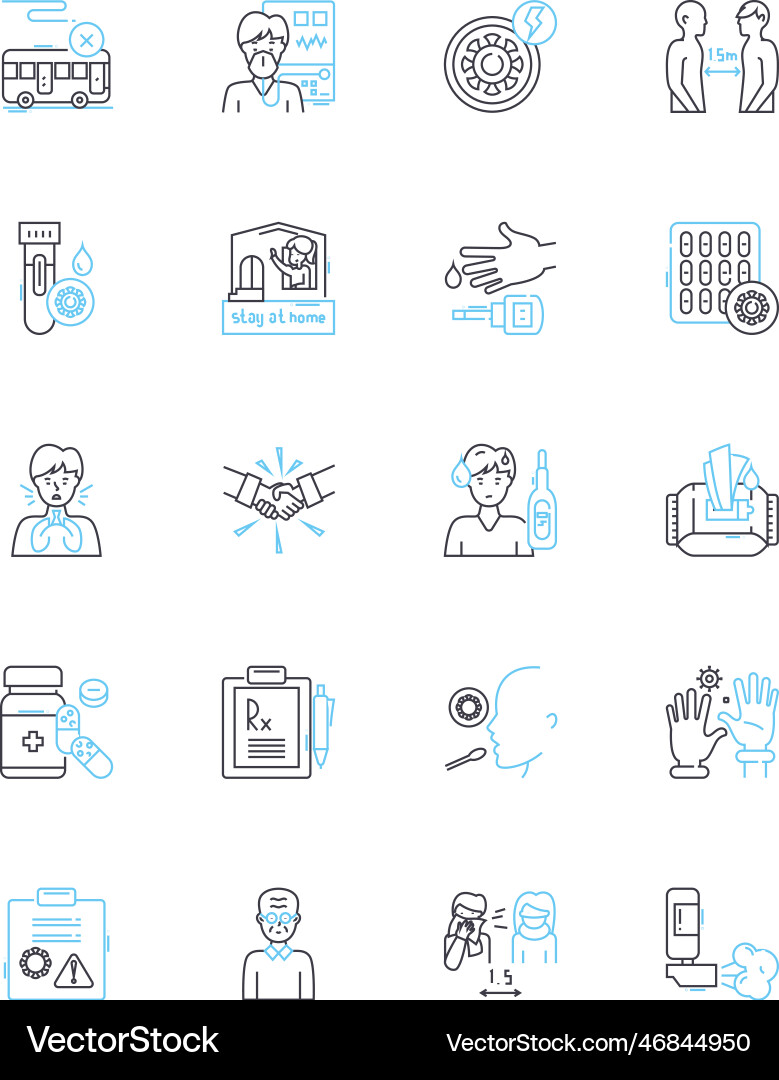 Computer protection linear icons set firewall Computer protection linear icons set firewall vector image